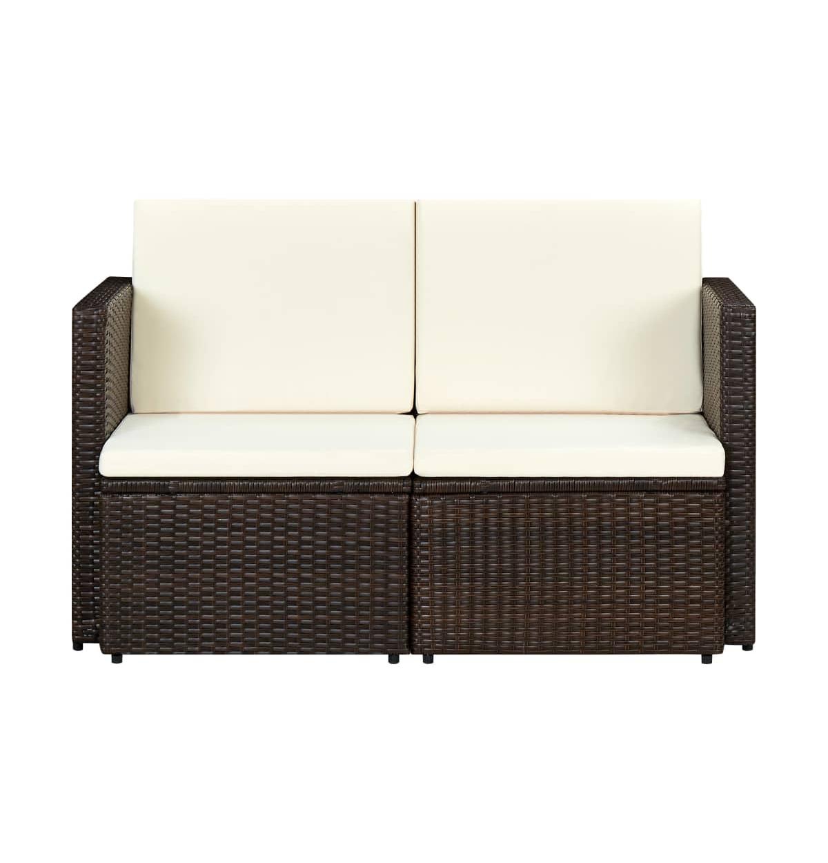 vidaXL 2 Seater Patio Sofa with CushionsPoly Rattan - Brown