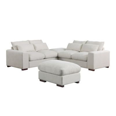 Tatman Linen Blend Sectional With 2 Ottomans