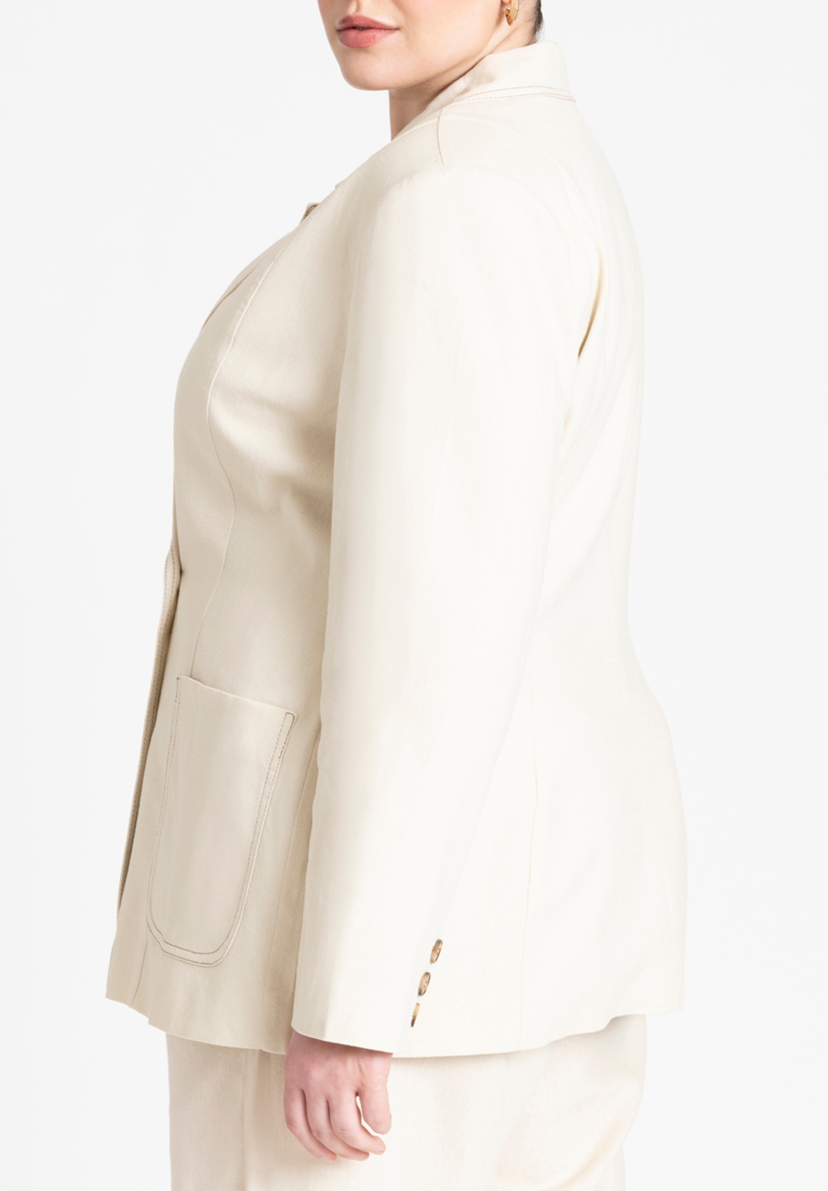 Eloquii Women's Topstitch Detail Linen Blazer