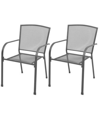 Stackable Patio Chairs 2 pcs Steel Gray