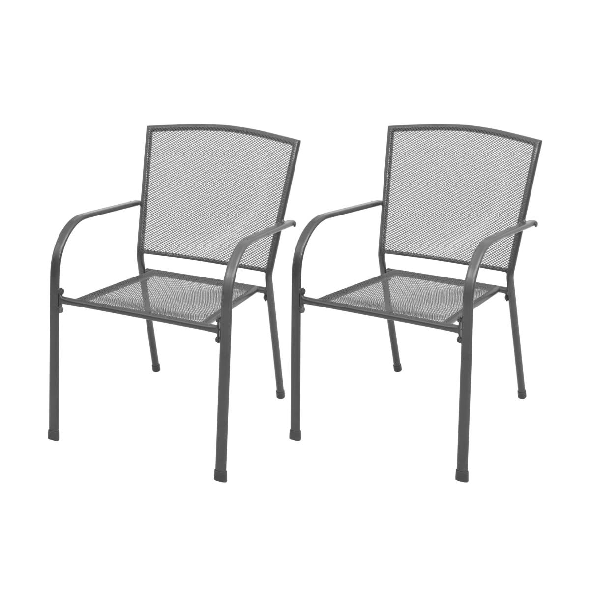 vidaXL Stackable Patio Chairs 2 pcs Steel Gray