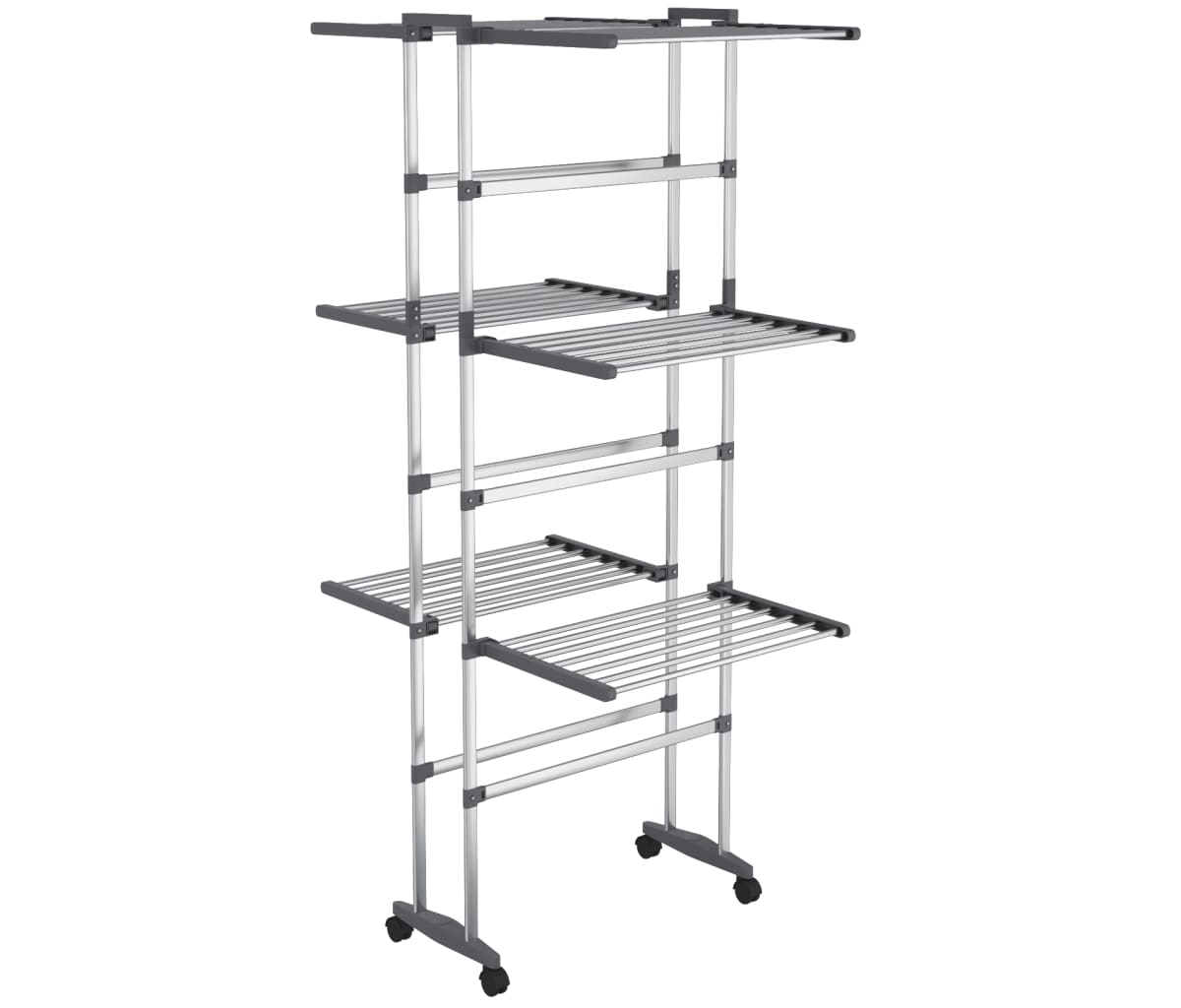 3-Tier Laundry Drying Rack with Wheels Silver 23.6"x27.6"x50.8" - Silver