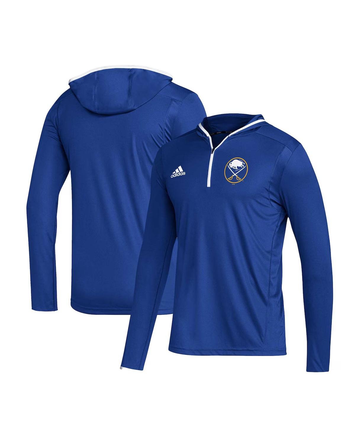 Adidas Originals Men's Royal Buffalo Sabres Team Long Sleeve Quarter-zip Hoodie T-shirt In Blue