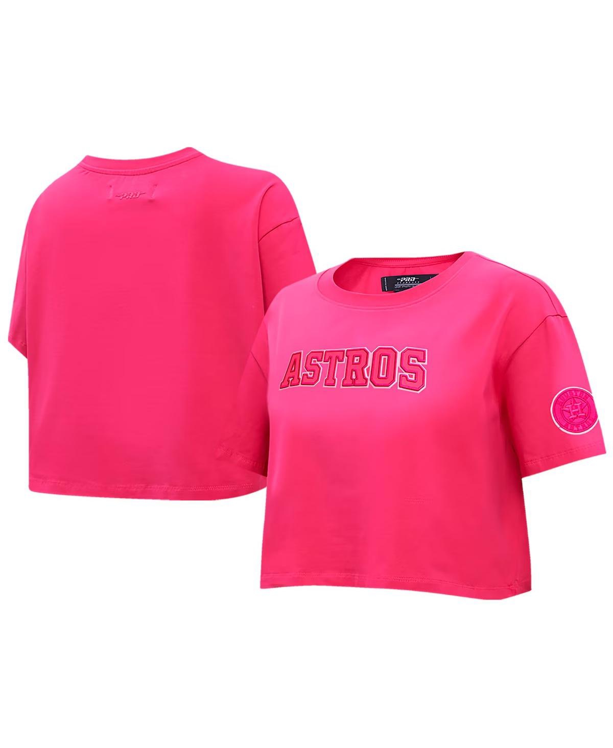 Women's Pink Houston Astros Triple Pink Boxy Cropped T-Shirt - Pink