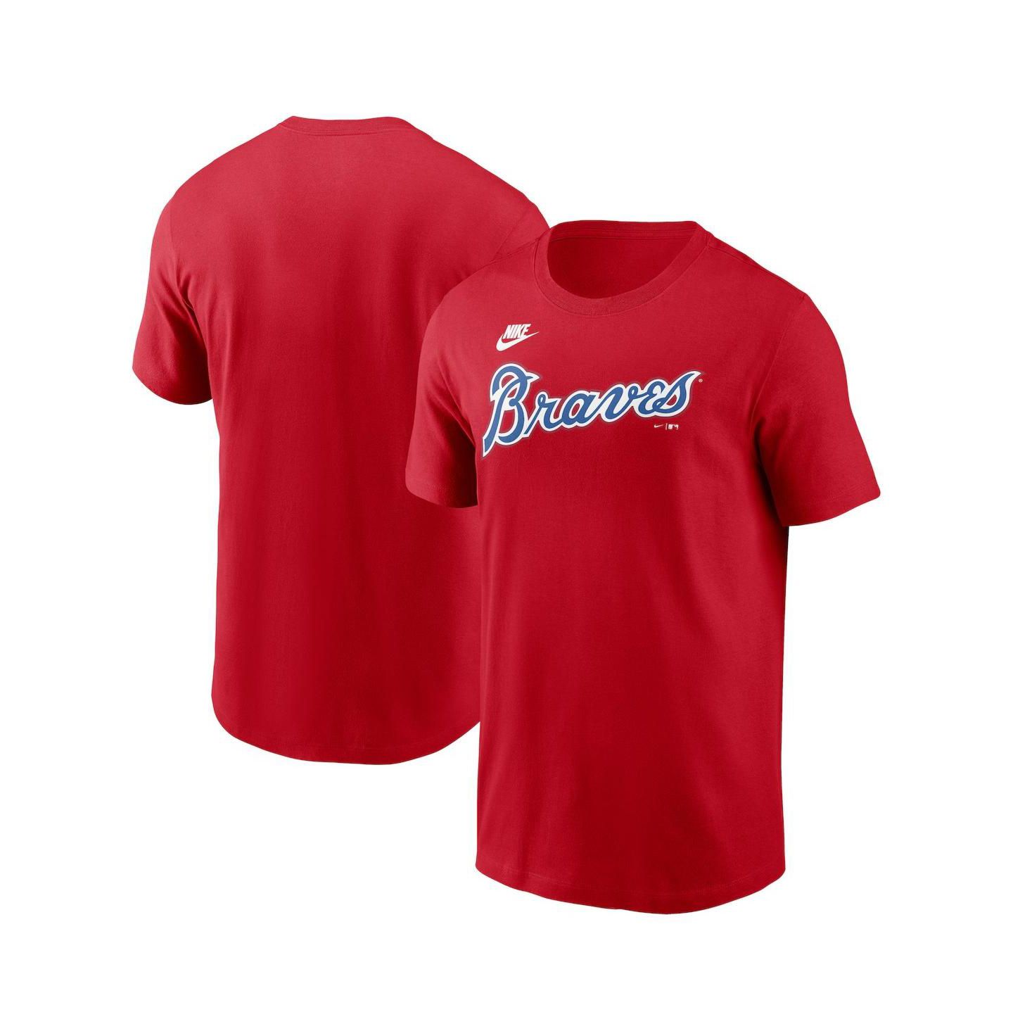 Мужская футболка Nike Red Atlanta Braves Cooperstown Wordmark — фото 1