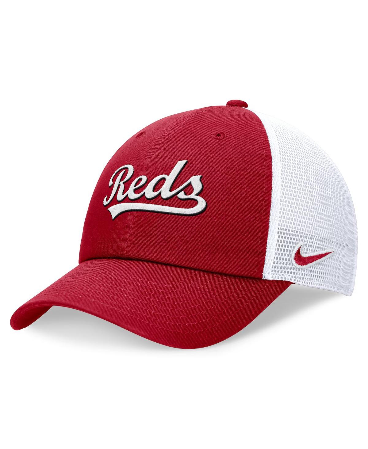 Nike Men's Red Cincinnati Reds Evergreen Wordmark Trucker Adjustable Hat In Red