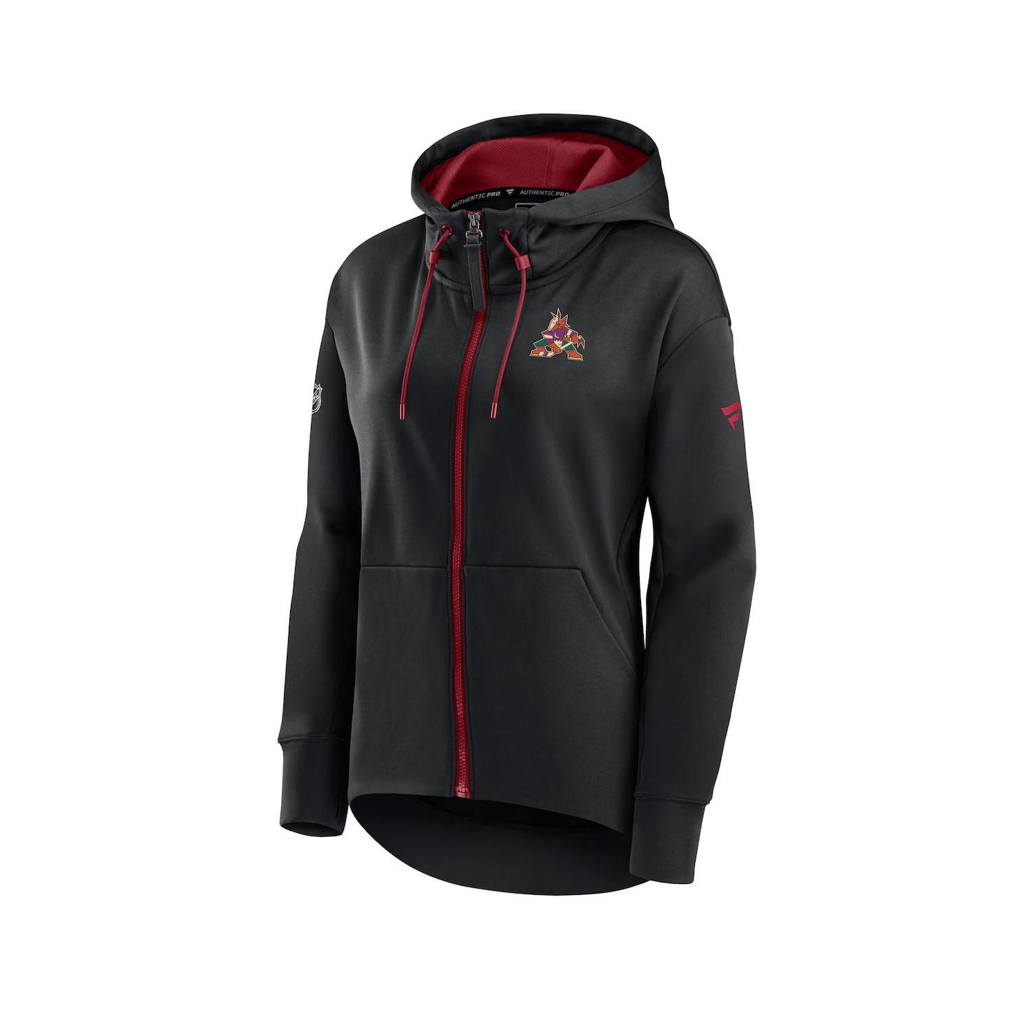 Women's Black Arizona Coyotes Authentic Pro Rink Full-Zip Hoodie