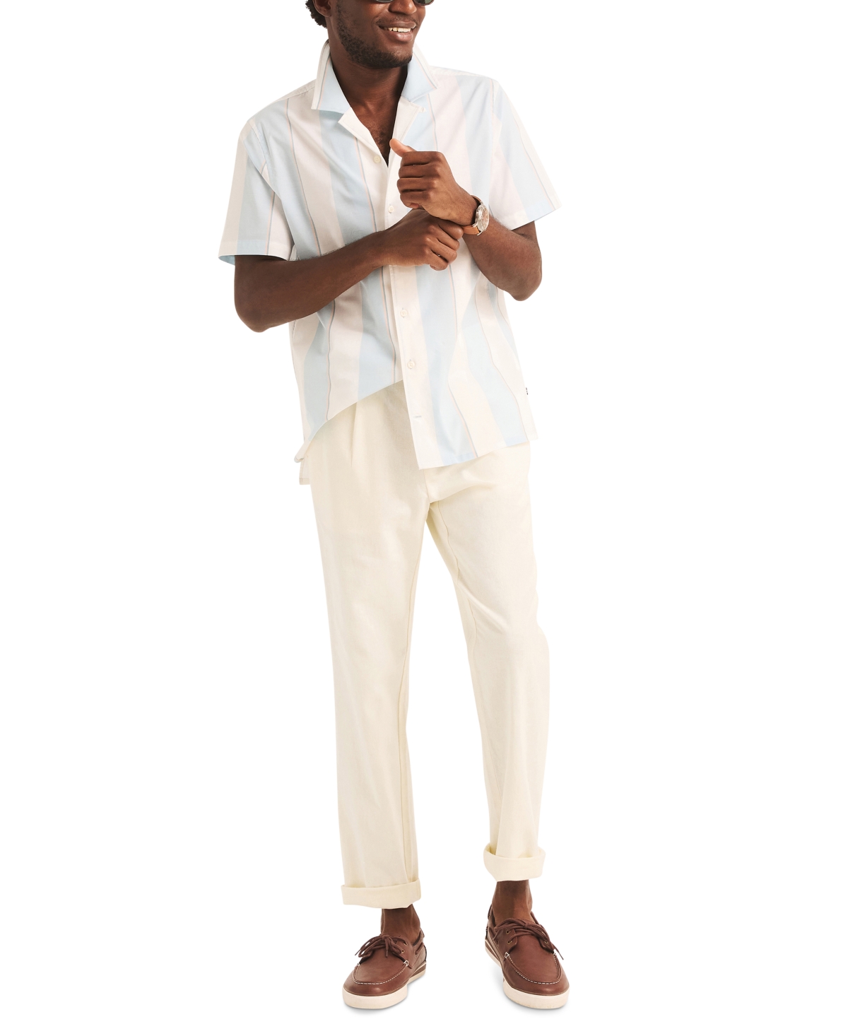 Nautica Men's Classic-Fit Stretch Stripe Camp Shirt