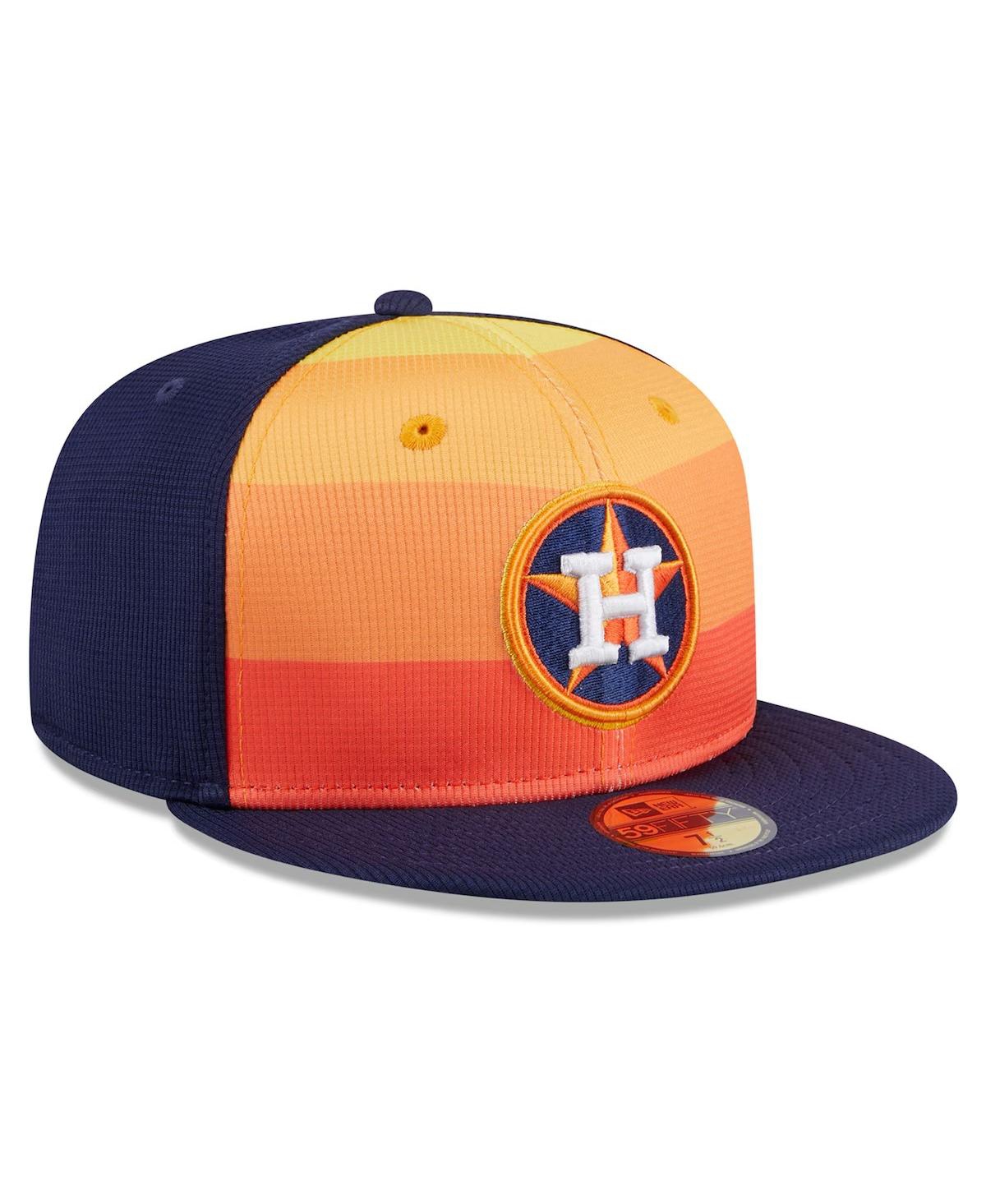 New Era Orange Houston Astros 2024 Batting Practice Low Profile 59fifty Fitted Hat In Navy