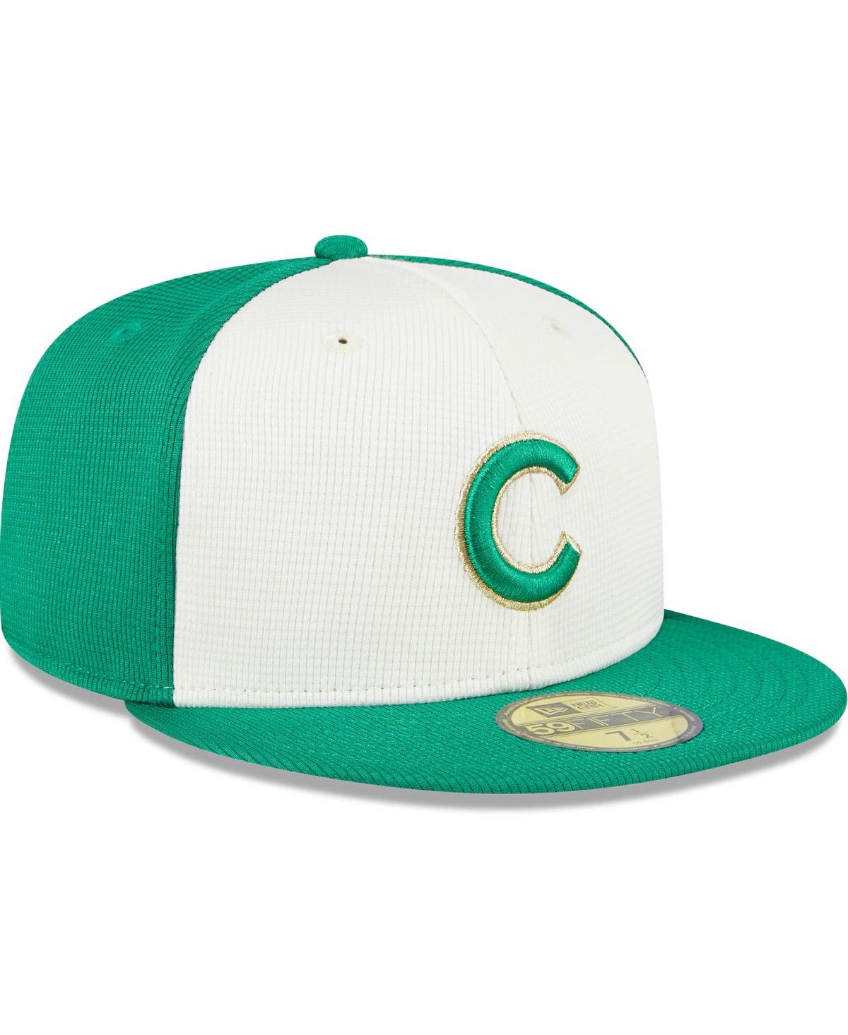 New Era Men's White/green Chicago Cubs 2024 St. Patrick's Day 59fifty Fitted Hat In White,green