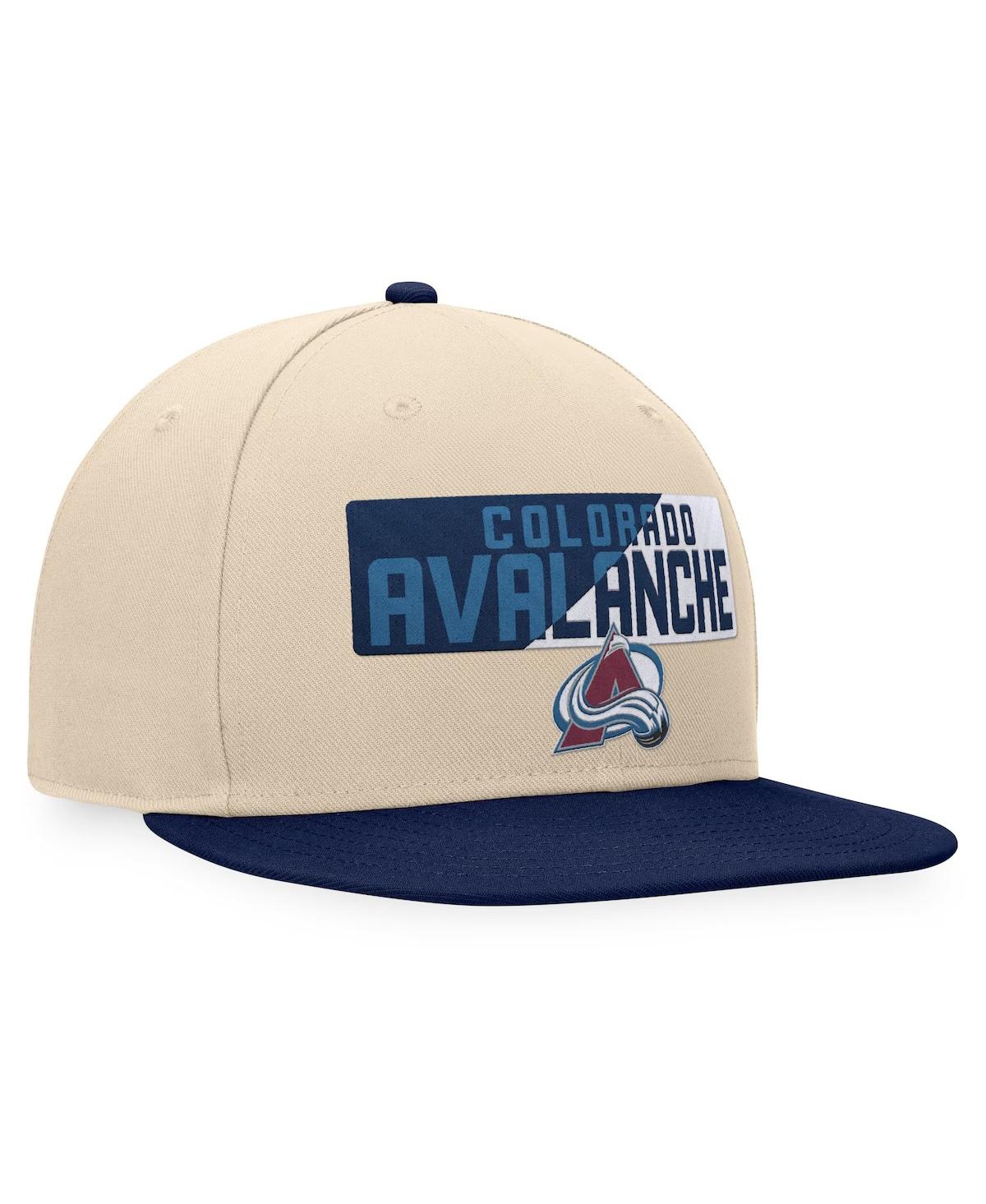 Fanatics Men'sNavy Colorado Avalanche Goalaso Snapback Hat - Cream, Navy