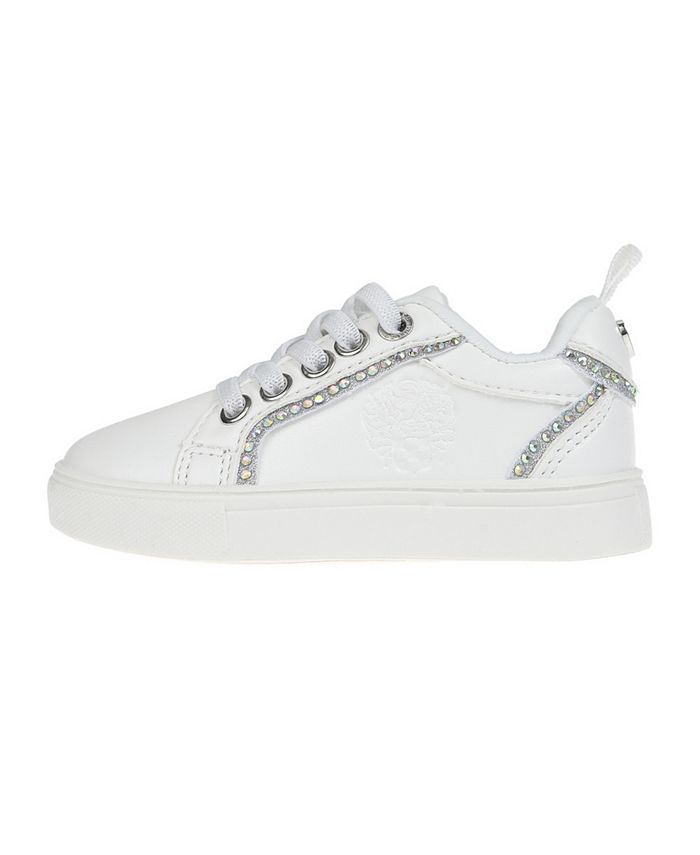 Vince Camuto Toddler Girl #39 s Court Sneaker with Glitter Embossed Crest Vince Camuto Toddler Girl #39 s Court Sneaker with Glitter Embossed Crest