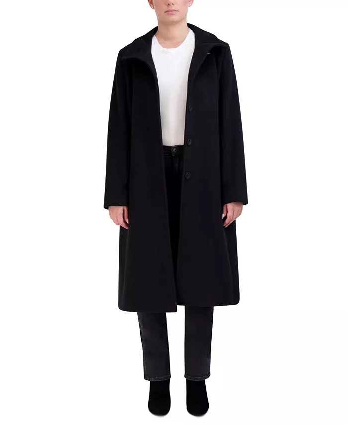 Womens Stand-Collar Single-Breasted Wool Blend Coat - thumbnail 8
