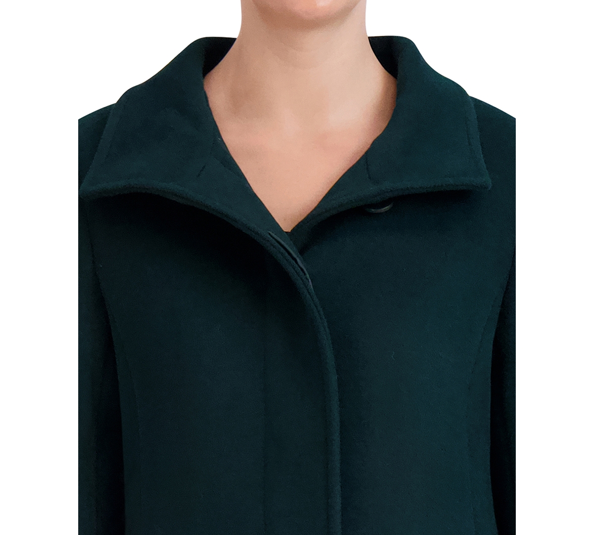 Cole Haan Womens Stand-Collar Single-Breasted Wool Blend Coat