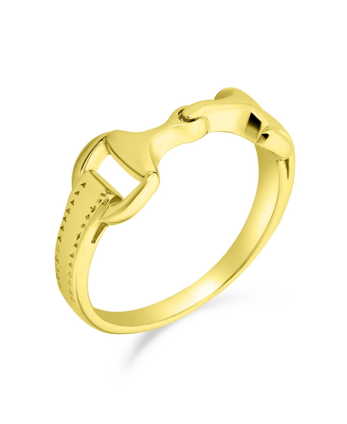 Bling Jewelry Cowgirl Equestrian Lover Double Horse Snaffle Bit Band Ring For Women Sterling Silver - Gold-tone