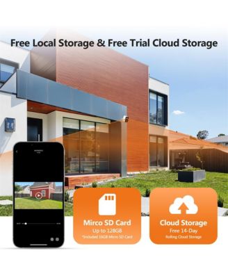 SW02 2 Packs 1080P Full HD Wireless Smart Cameras with Solar Panels, Supports Night Vision, Wi-Fi and Smartphone App