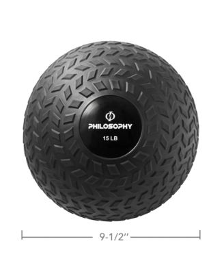 Slam Ball, 15 LB - Weighted Fitness Medicine Ball with Easy Grip Tread