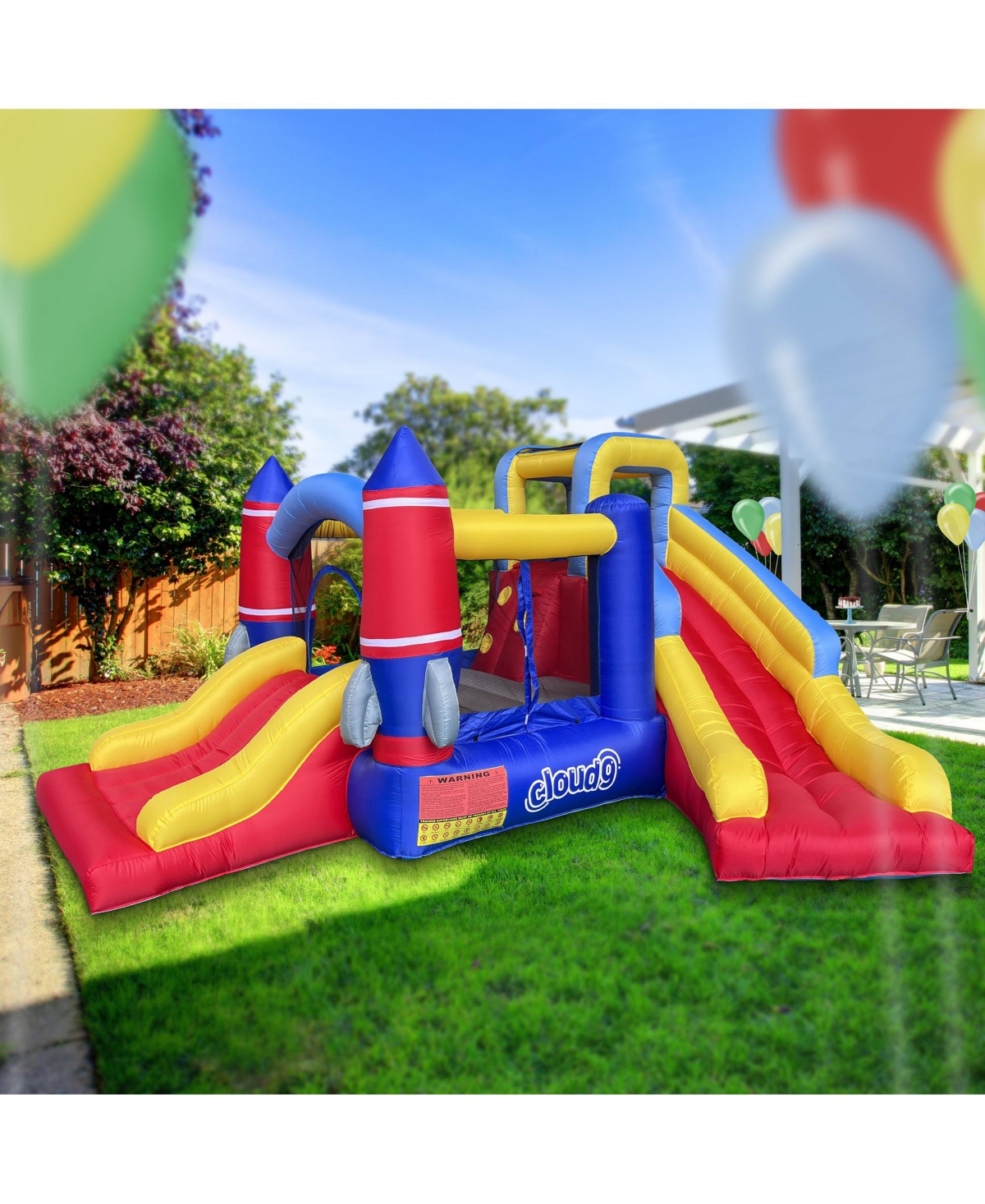 Cloud 9 Rocket Bounce House with Blower & Two Slides - Inflatable Bouncer for Kids