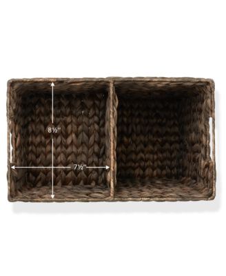 Stair Basket with Handles, Natural - Woven Water Hyacinth Staircase Step Organizer Bin