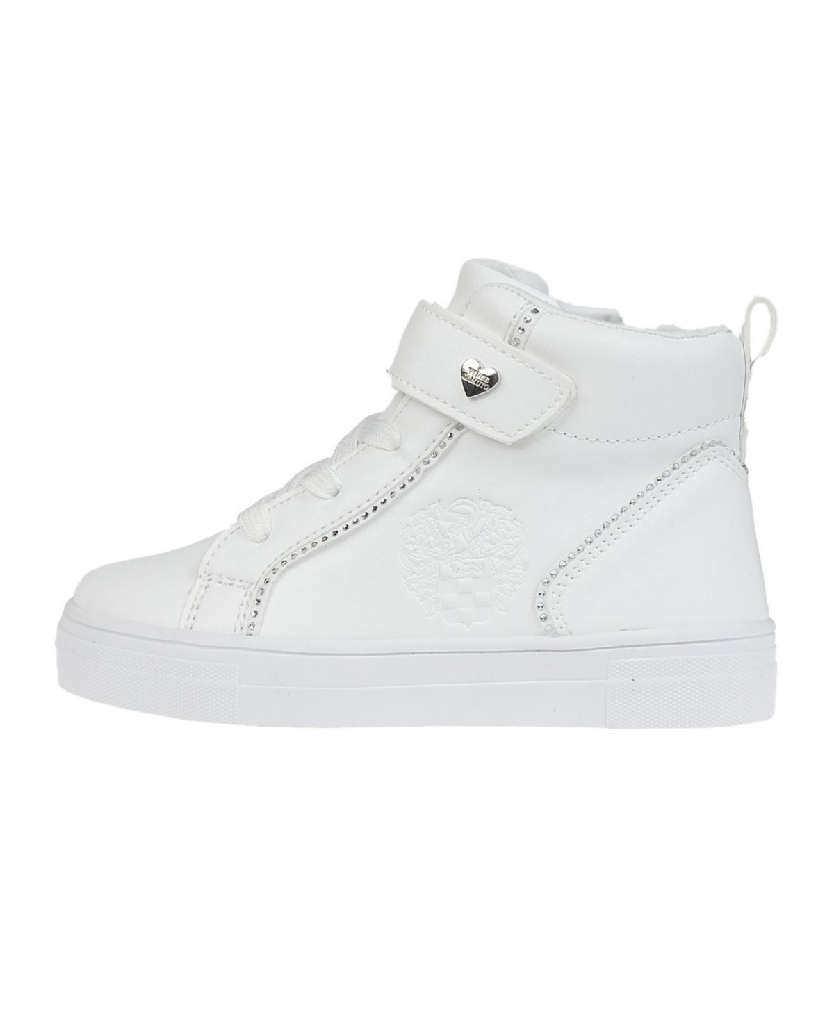 VINCE CAMUTO BIG GIRL'S FASHION ATHLETIC WITH RHINESTONE BINDING AND VC HEART RIVET POLYURETHANE SNEAKERS 