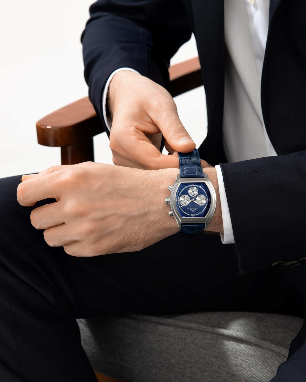 Porsamo Bleu Roman Genuine Leather Silver Tone &Men's Watch 1292EROL - Blue