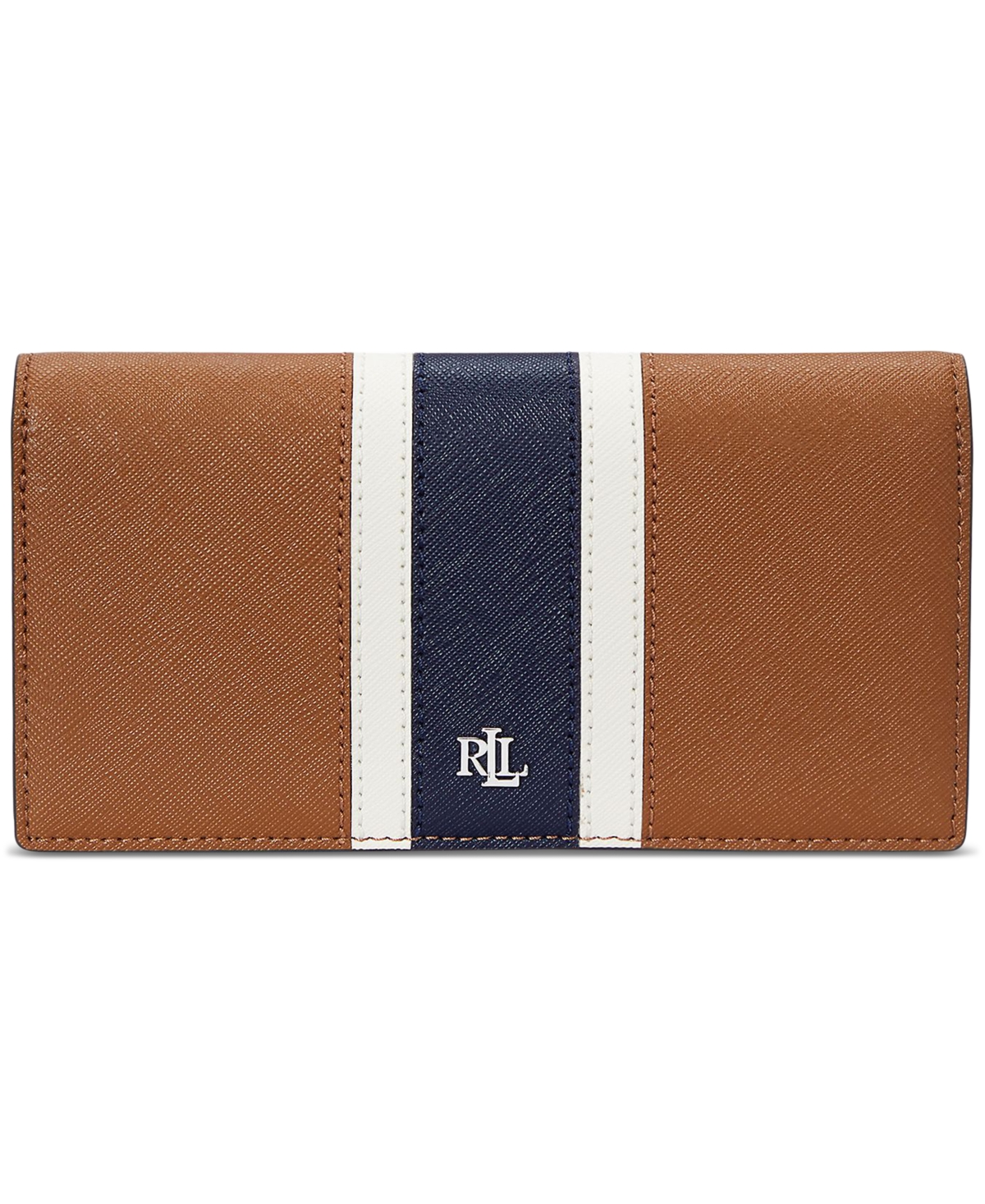 Lauren Ralph Lauren Crosshatch Leather Slim Wallet In Brown