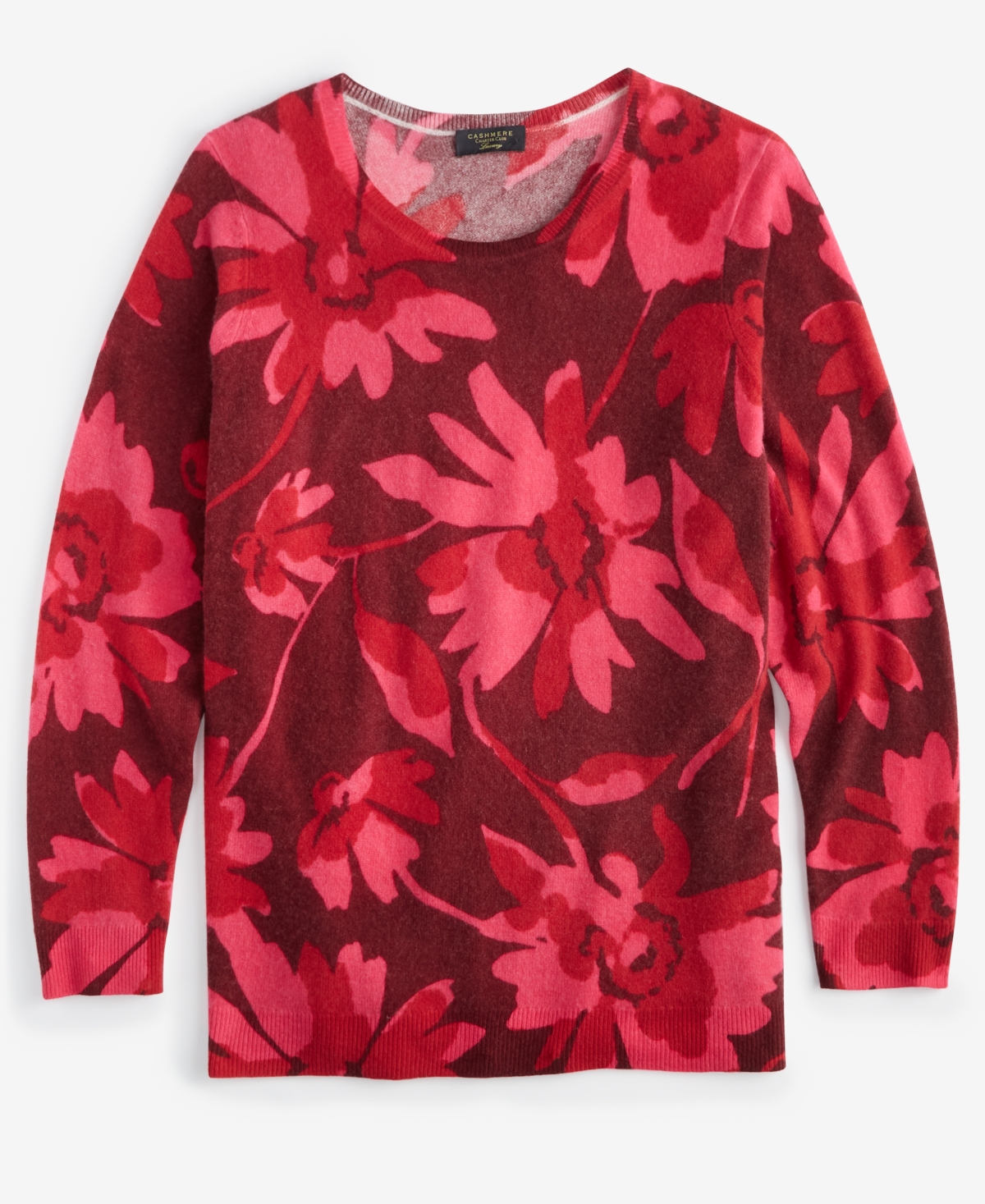 Charter Club Plus Size 100% Cashmere Floral Sweater, Created for Macy's