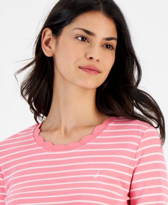 Nautica Women's Cotton Striped 3/4-Sleeve Top