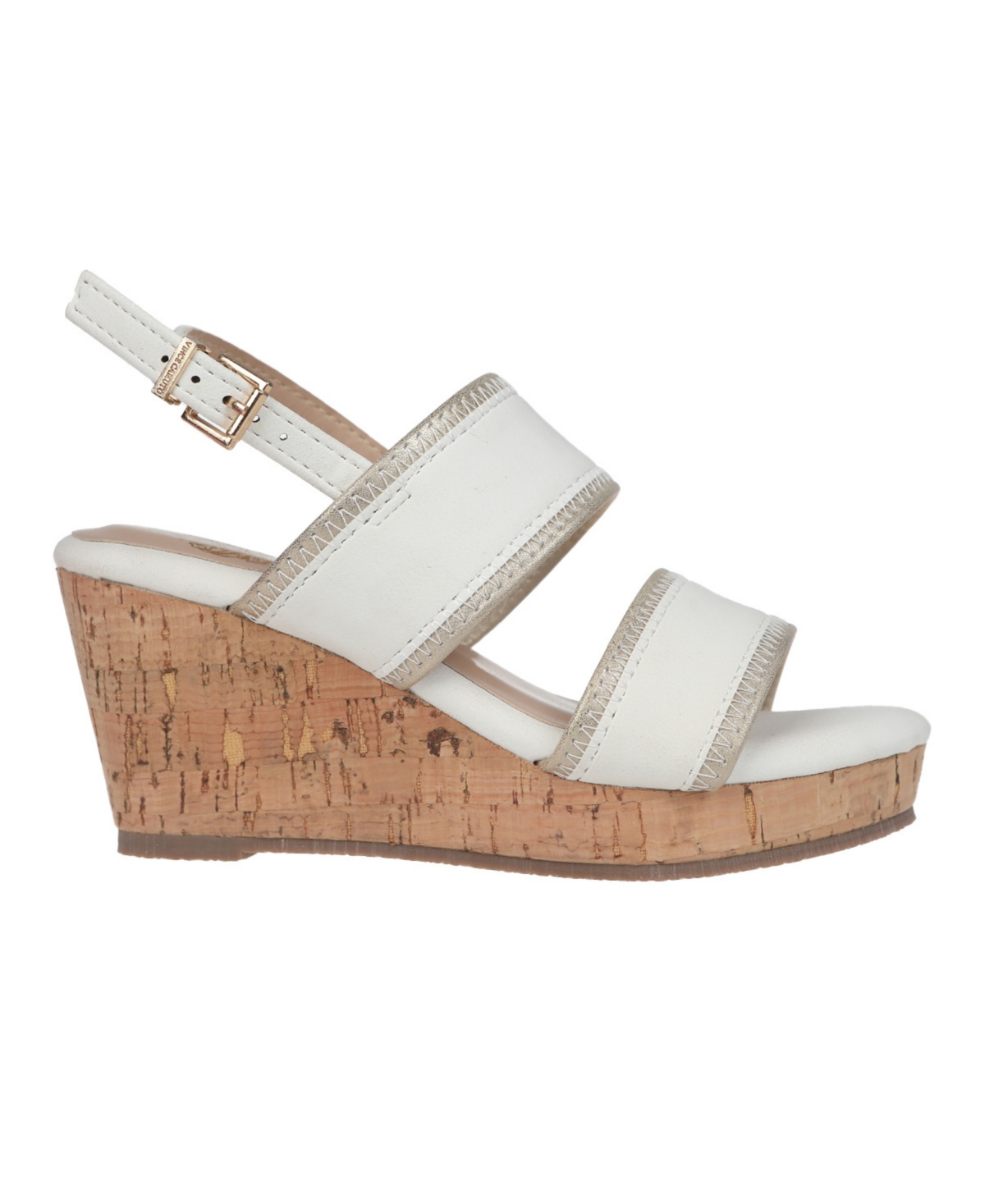 Vince Camuto Big Girl's Casual Wedge With Shimmer Detail Binding Polyurethane Sandals In Off White Multi