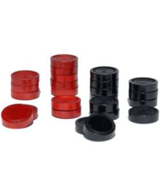 14 in. Red and Black Solid Wood Checkers Set, Grooves in Board