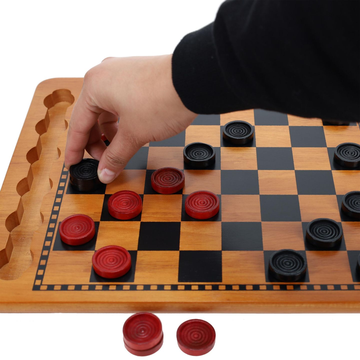 Детские настольные игры WE Games 14.5" Solid Wood Strategy Family Checkers 24-Piece Board Game, Ages 12+, цвет: Коричневый — фото 9