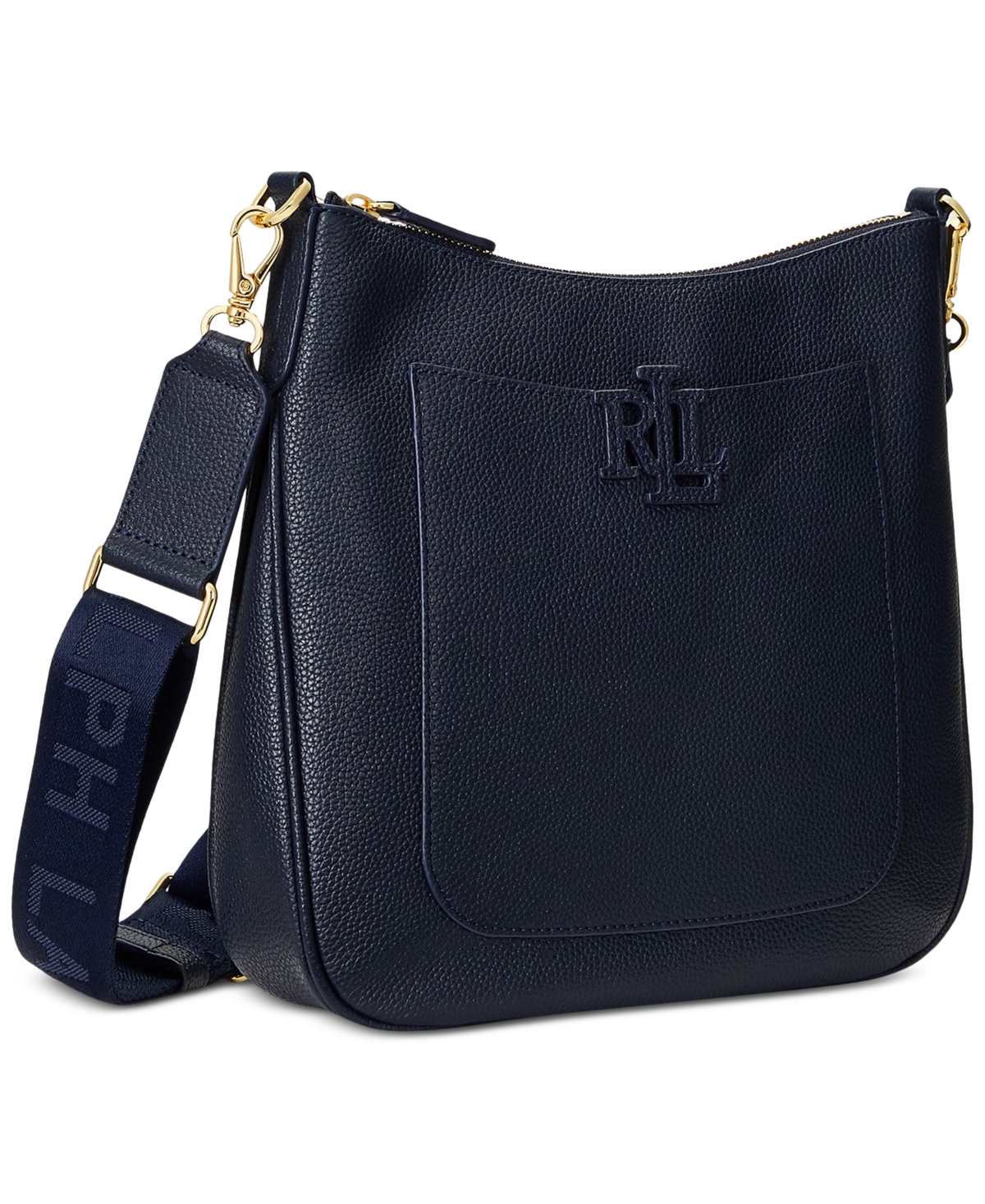 Ralph Lauren Cameryn Pebbled Leather Small Crossbody In Navy