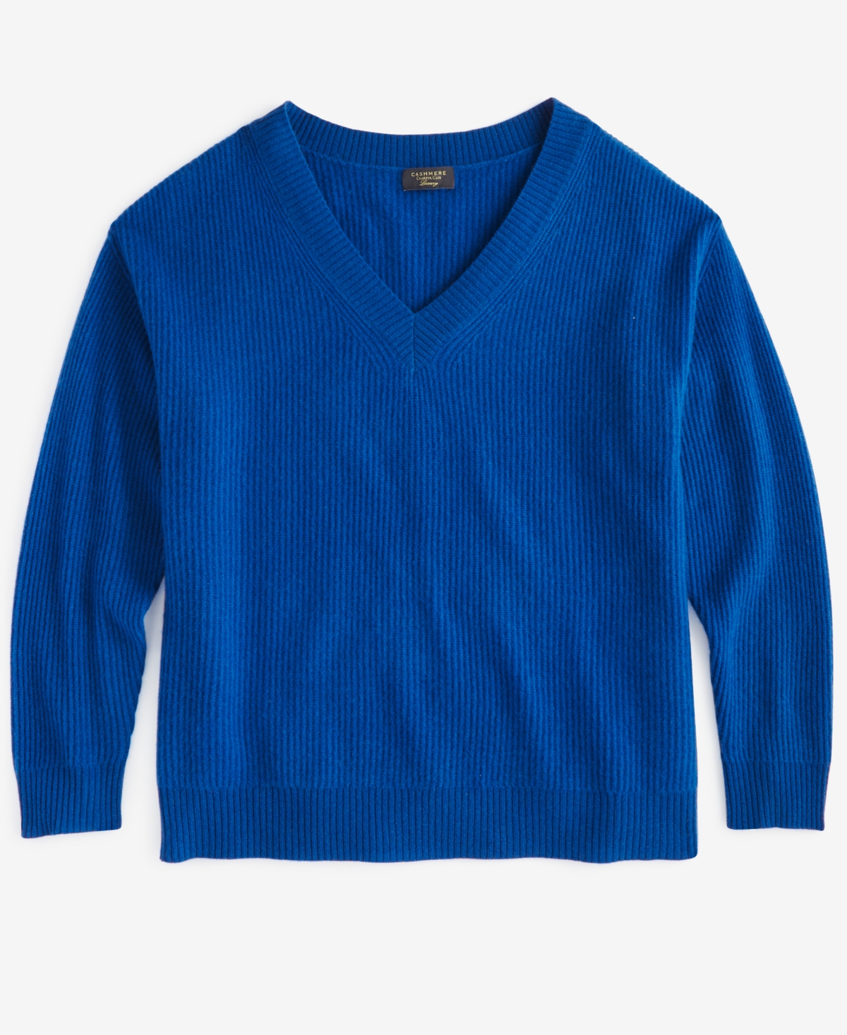 Charter Club Plus Size Cashmere Rib-Knit Relaxed-Shoulder Sweater, Created for Macy's