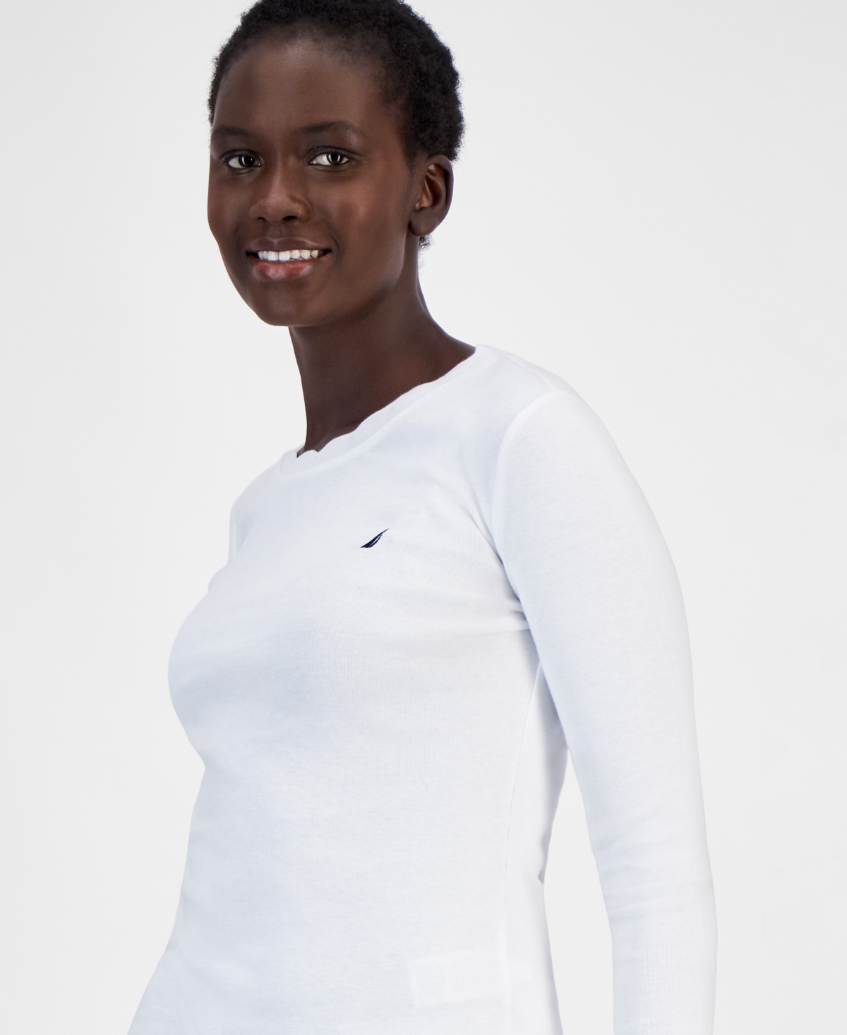 Nautica Jeans Women's Cotton Scalloped-Neck 3/4-Sleeve Top