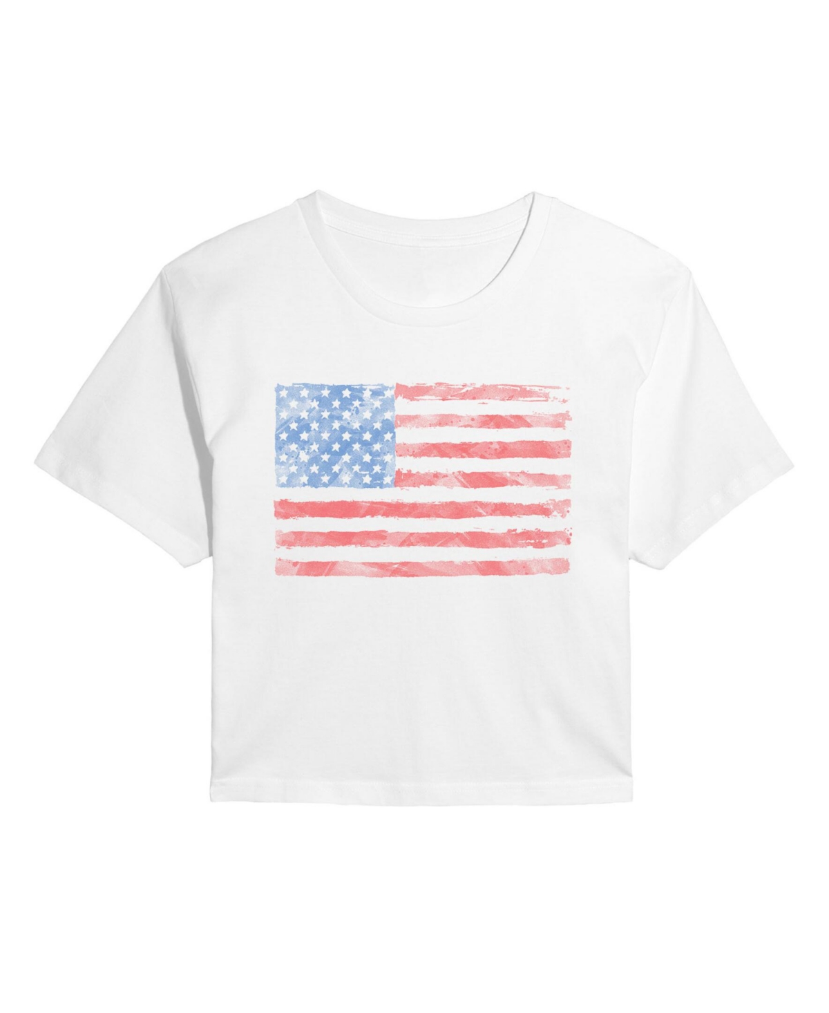 Good Vibes Llc Hybrid Apparel Trendy Juniors Flag Cropped Tee In White