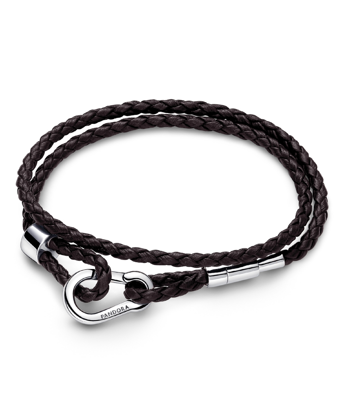 Brown Braided Double Leather Bracelet - Brown