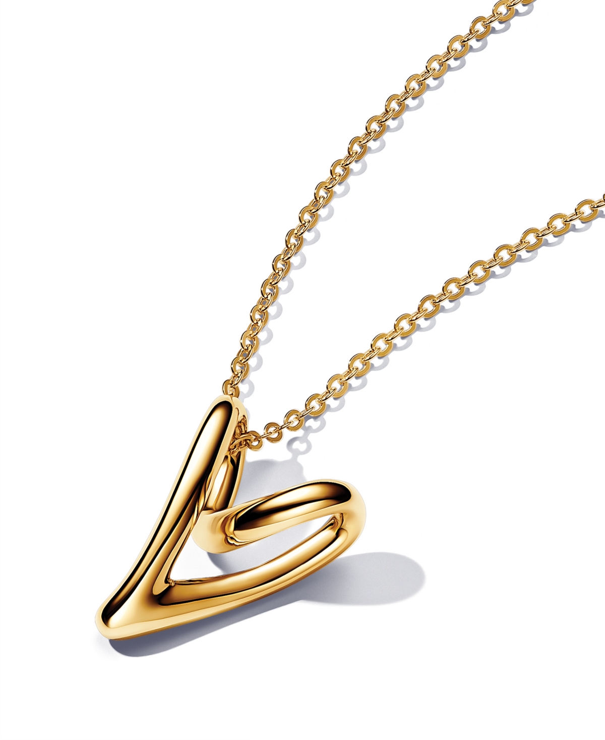 14K Gold-Plated Shaped Heart Pendant 27.6 inch Necklace - Gold