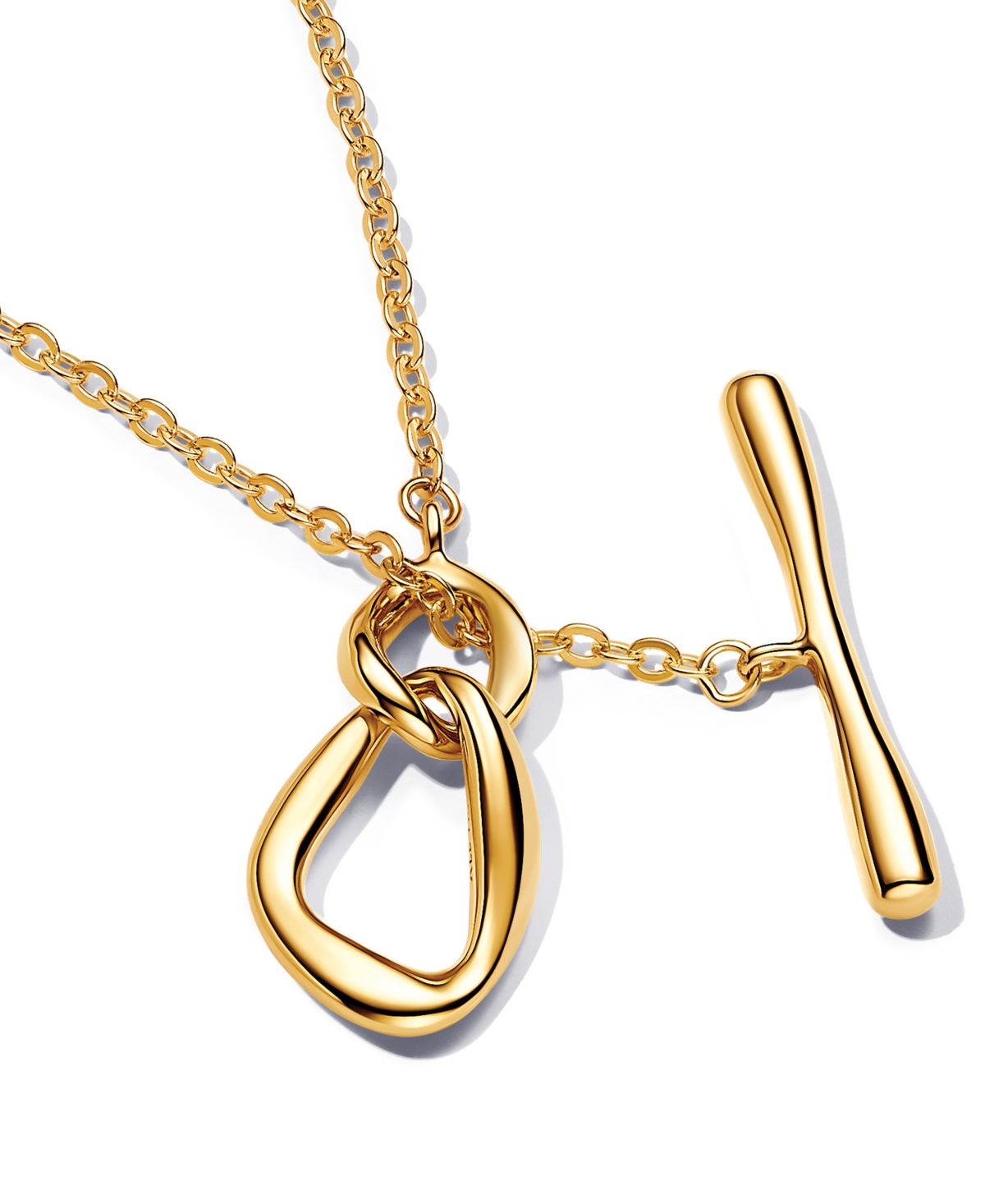 Pandora Shaped Circles T-bar 19.7 Inch Necklace In Gold