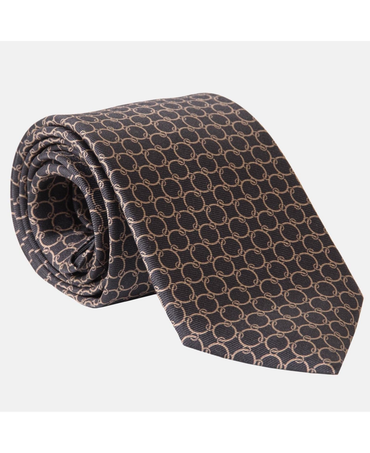 Big & Tall Monza - Extra Long Printed Silk Tie for Men - Charcoal
