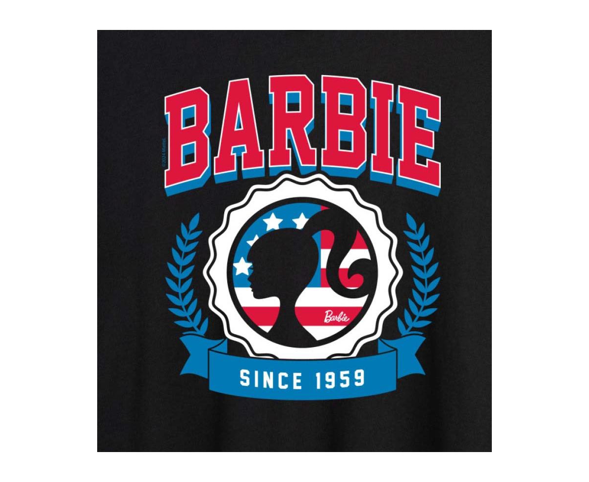 HYBRID APPAREL TRENDY JUNIORS BARBIE USA GRAPHIC OVERSIZED TEE 