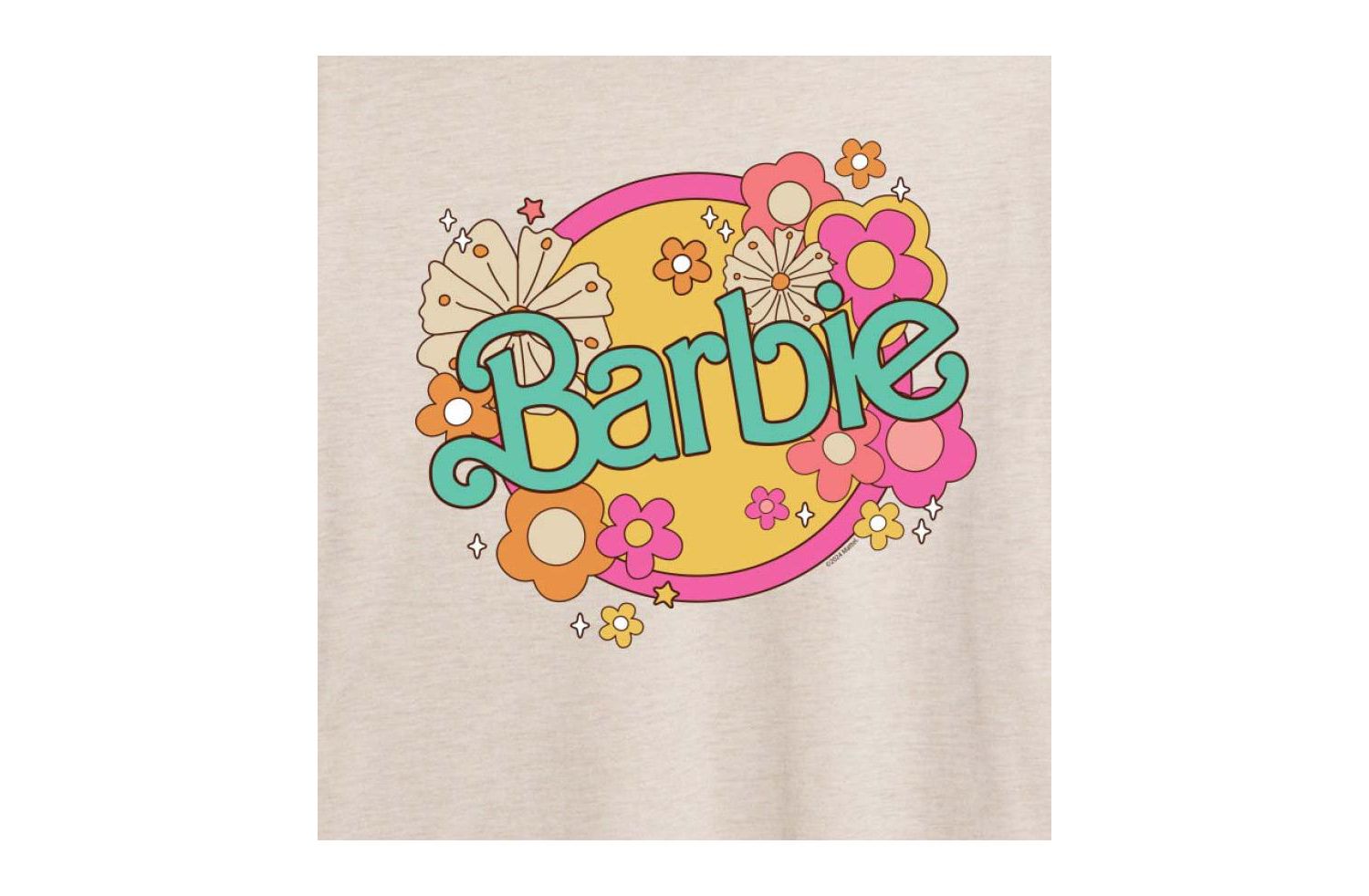 Trendy Juniors Barbie Floral Graphic Oversized Tee