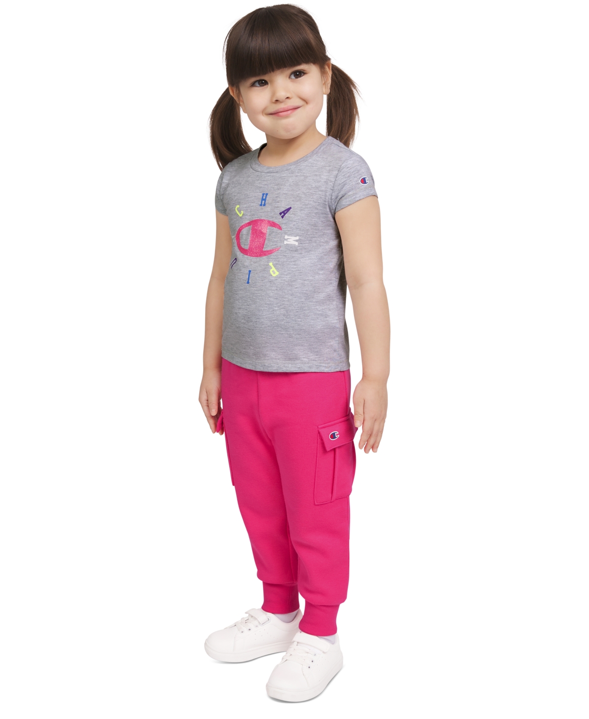 Champion Toddler Girls Logo Graphic T-shirt & Jogger Pants, 2 Piece Set In Grey Heath