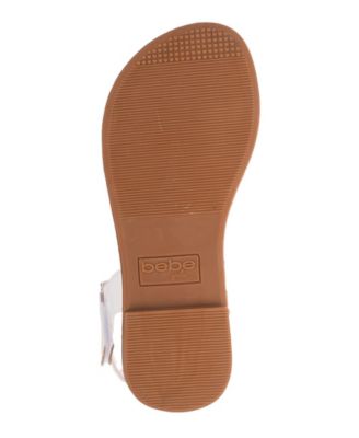 Bebe Big Girl's Strappy Sandal with Cute Rhinestone Tubular Bow Polyurethane Sandals