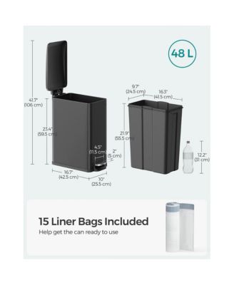 12.7 Gallon Garbage Can For Narrow Spaces With Soft-close Lid
