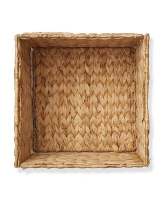 10.5&amp;quot; x 10.5&amp;quot; Water Hyacinth Storage Baskets, Natural - Set of 2 Collapsible Cube Organizers, Woven Bins for Bathroom, Bedroom, Laundry, Pantry, Shelves