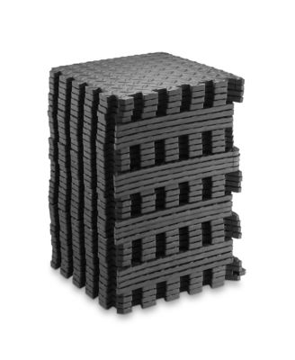 Pack of 36 Exercise Flooring Mats - 12 x 12 Inch Foam Rubber Interlocking Puzzle Floor Tiles - Black