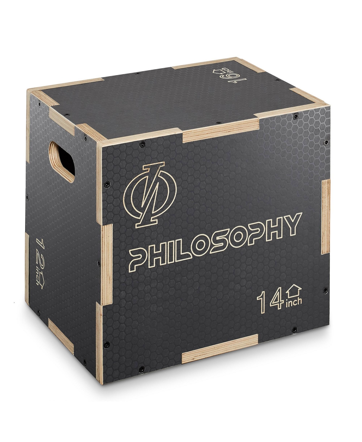 3 in 1 Non-Slip Wood Plyo Box, 16" x 14" x 12", Gray, Jump Plyometric Box for Training and Conditioning - Grey