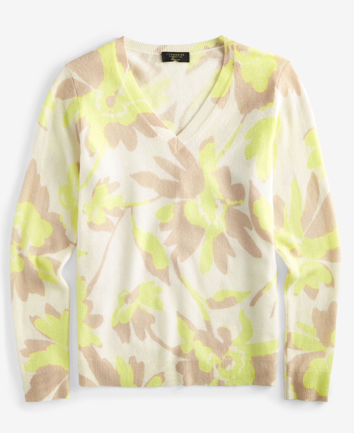 Charter Club Women's 100% Cashmere Floral Burst V-Neck Sweater, Created for Macy's