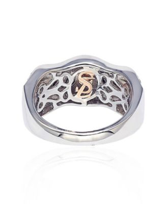 Suzy Levian Sterling Silver Cubic Zirconia Brown Wavy Ring