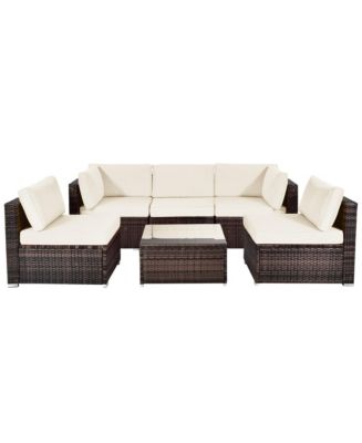 Gymax 6PCS Rattan Outdoor Sectional Sofa Set Patio Furniture Set w ...